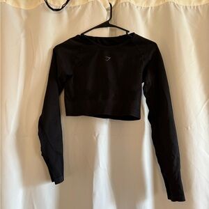 gymshark Black Long Sleeve Crop Top